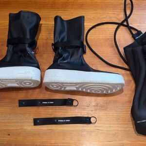 🆕 Nike AF1 Black High-Top Boots with White Soles, backpack & accessories